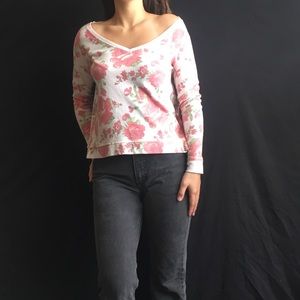 White and pink floral sweater